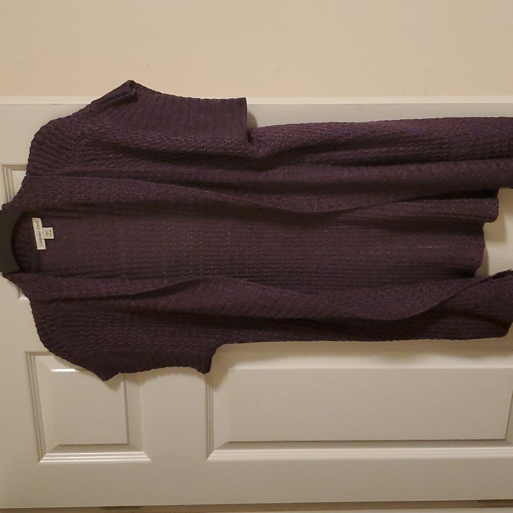 Brand new purple color front open knit top
